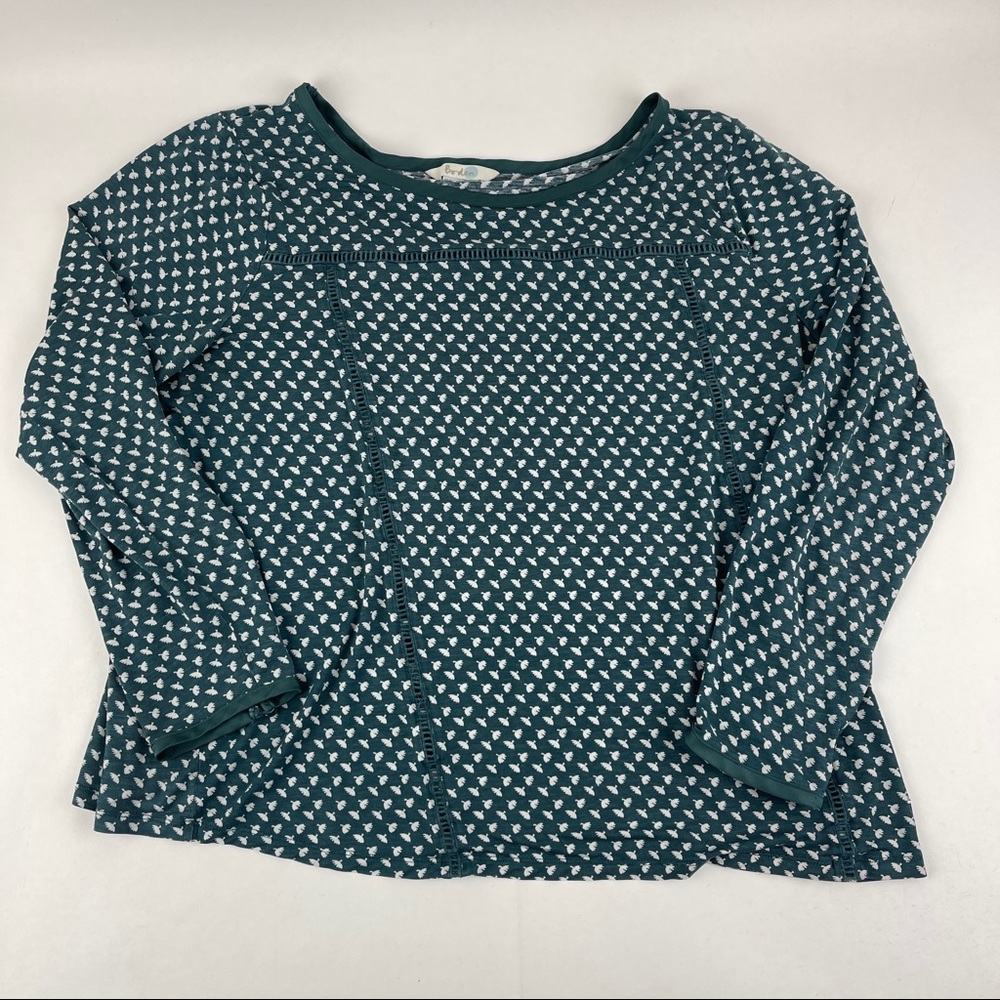 Boden Blouse Top Womens Size 18 Green Long Sleeve